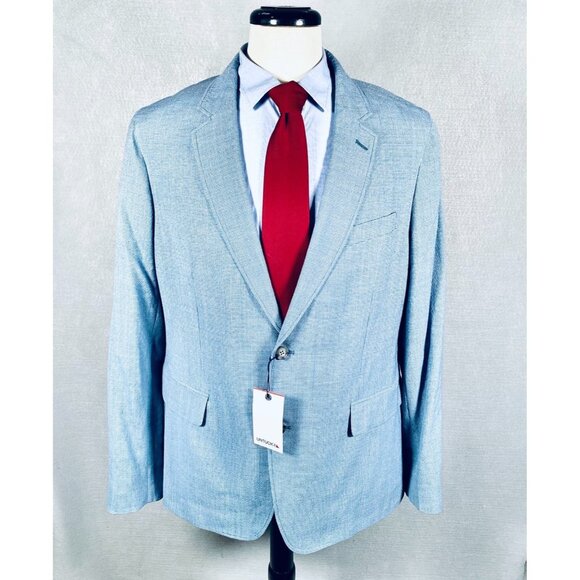 Unrickit Blazer Mens 42R Blue 3D Wool Blend Sport Coat Summer Jacket NWT